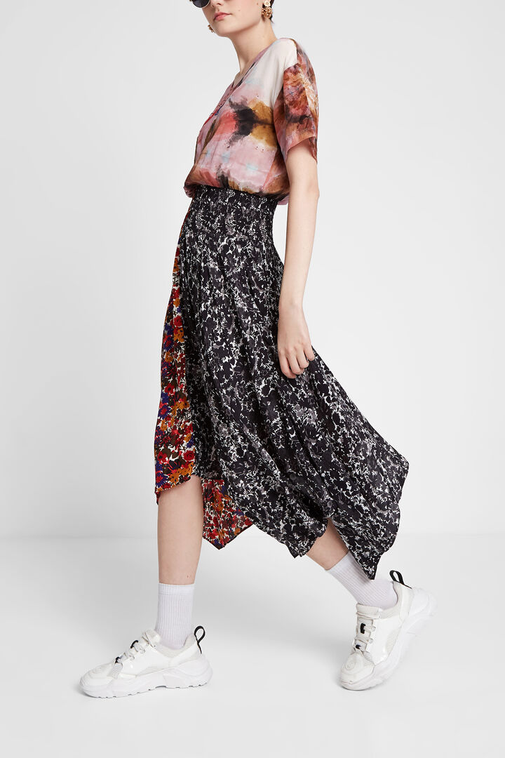 Asymmetric patch print dress | Desigual
