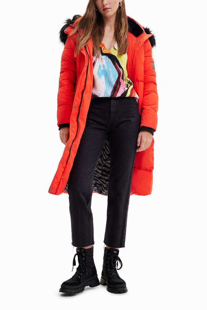 Long padded coat with belt | Desigual