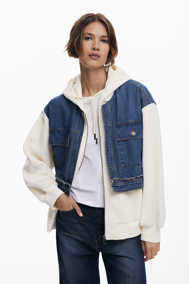 Denim combined sweatshirt