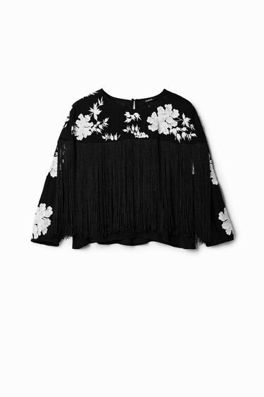 Fringed embroidered blouse | Desigual