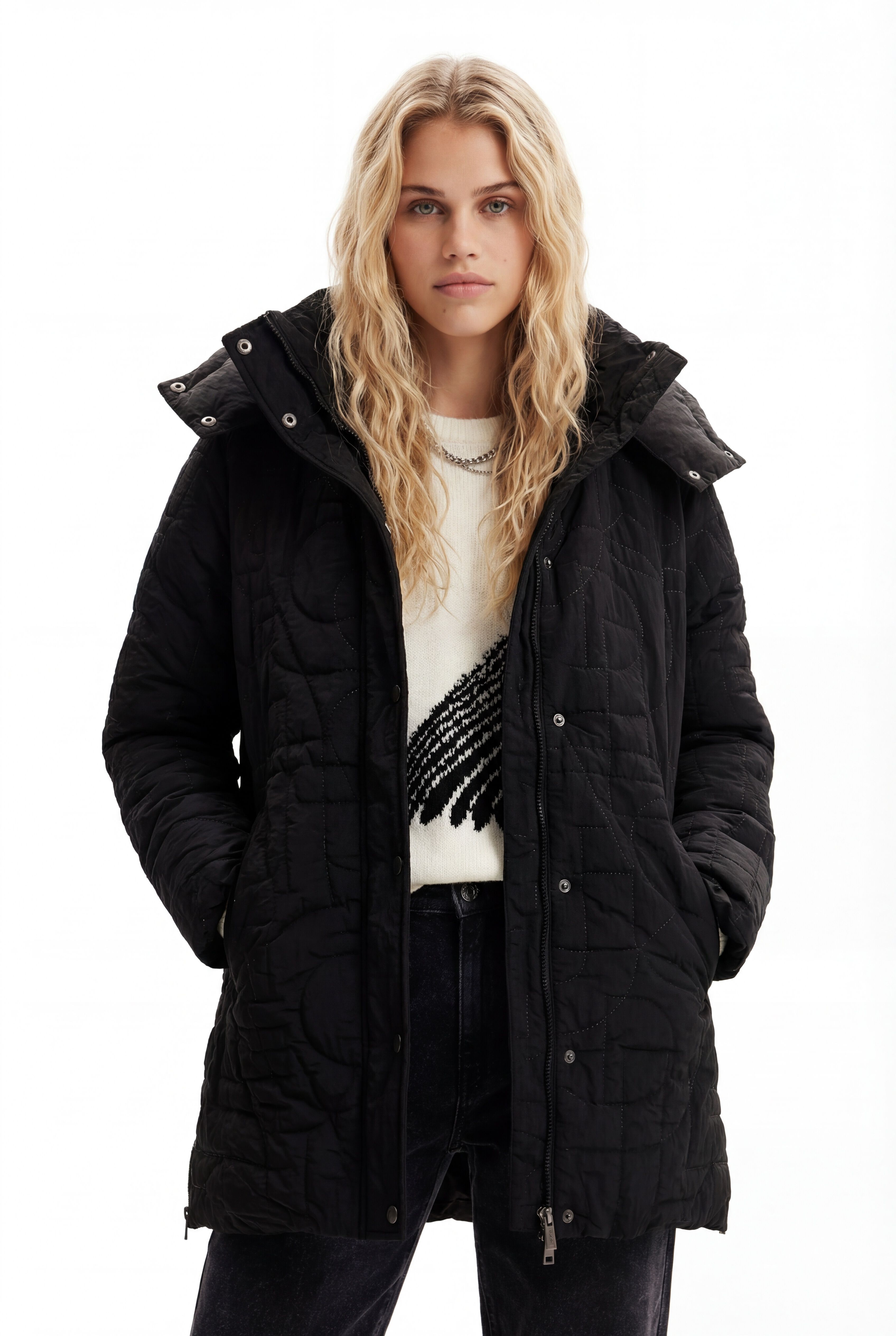 Abrigo acolchado cremalleras - BLACK - M