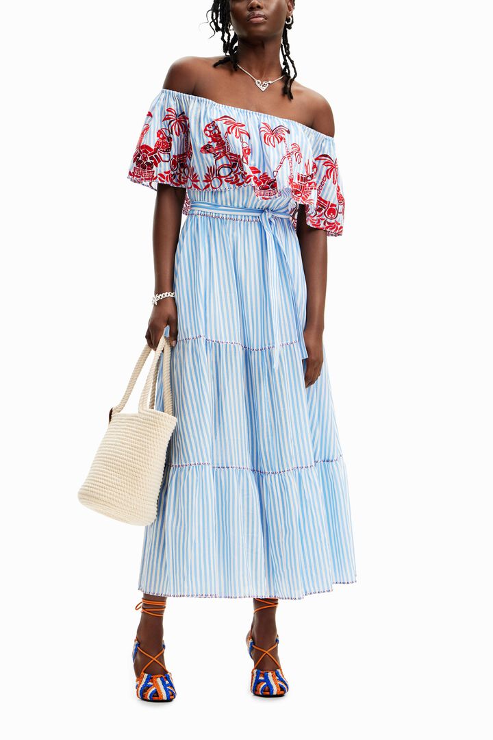 Stella Jean long striped dress | Desigual