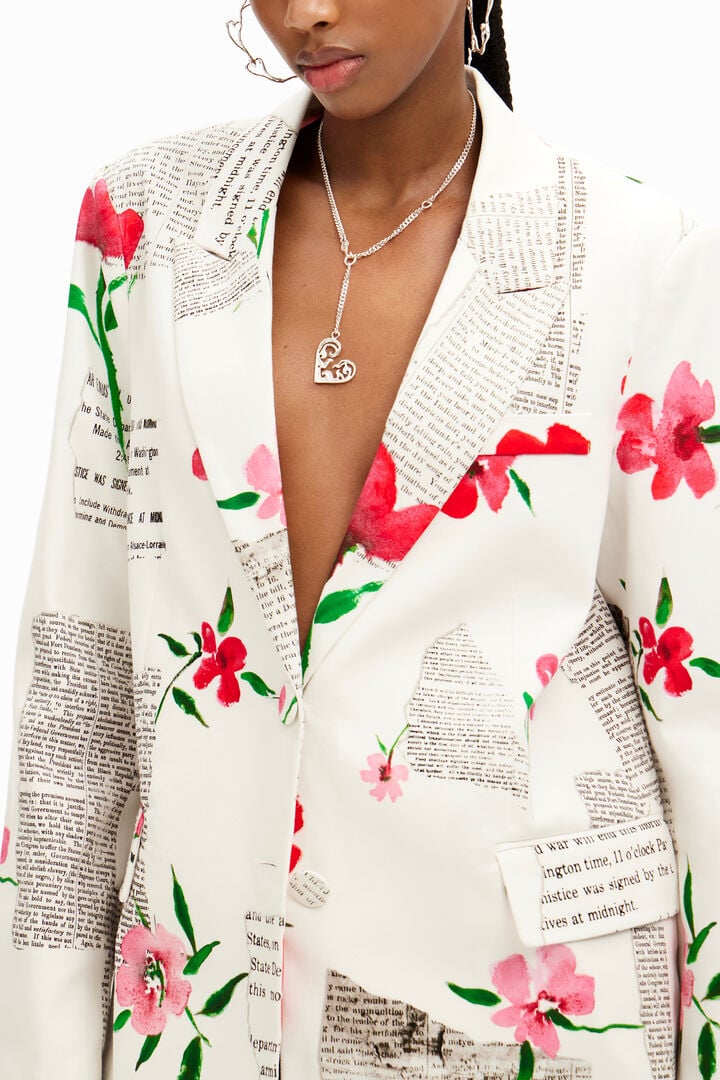 Straight floral text blazer | Desigual