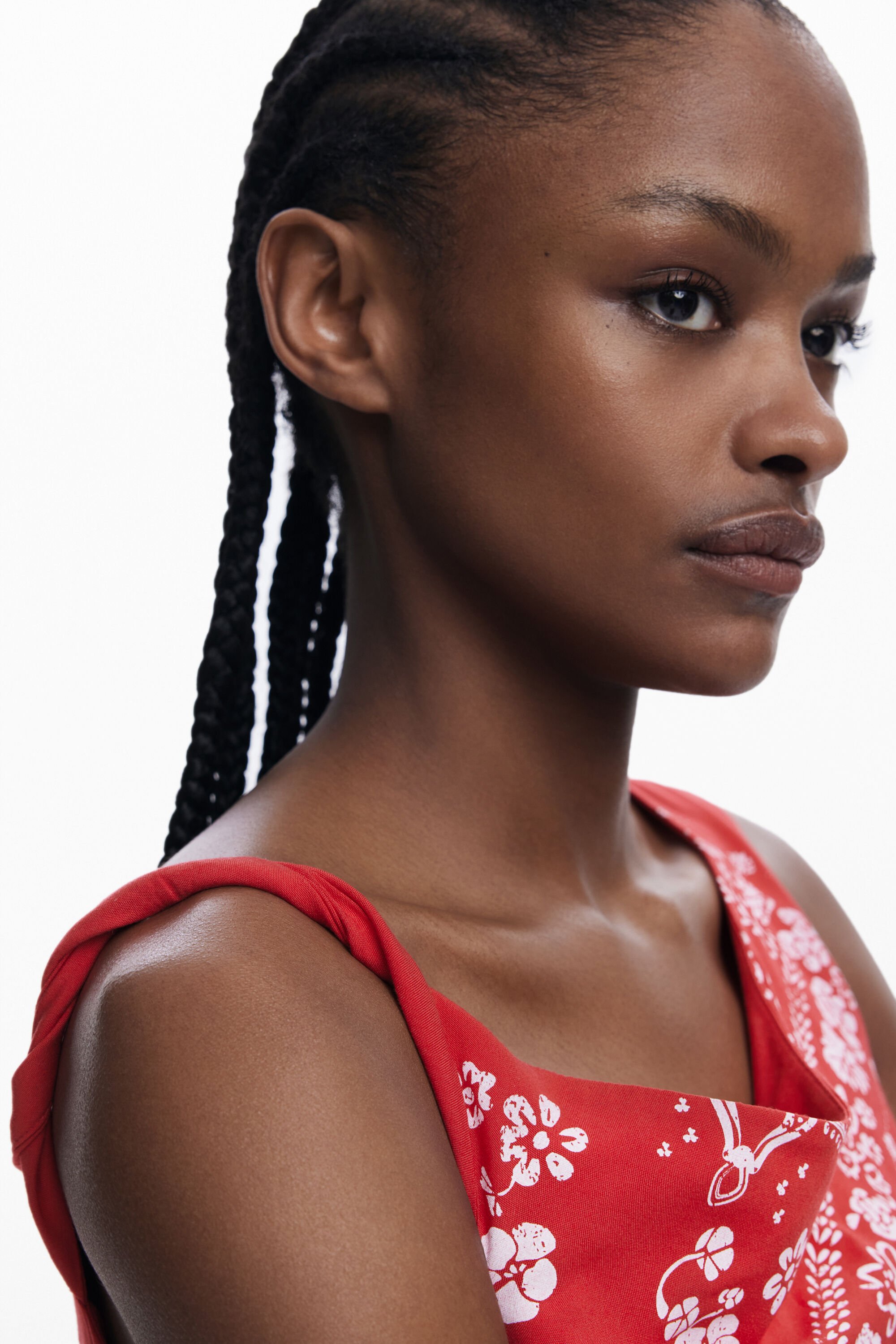 Desigual Asymmetric Bandana Floral Dress In Red