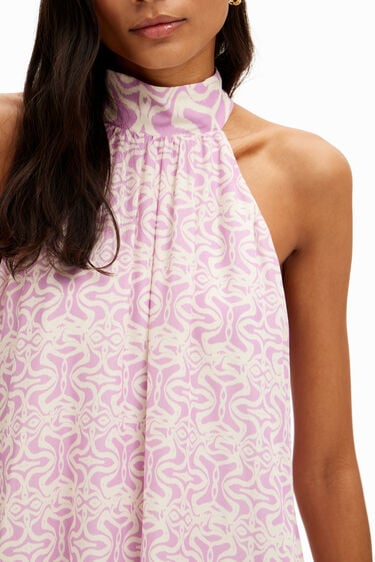 Bluzka z dekoltem typu halter w ornamentalne wzory | Desigual