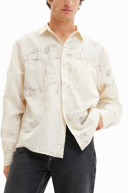 Linen illustration shirt