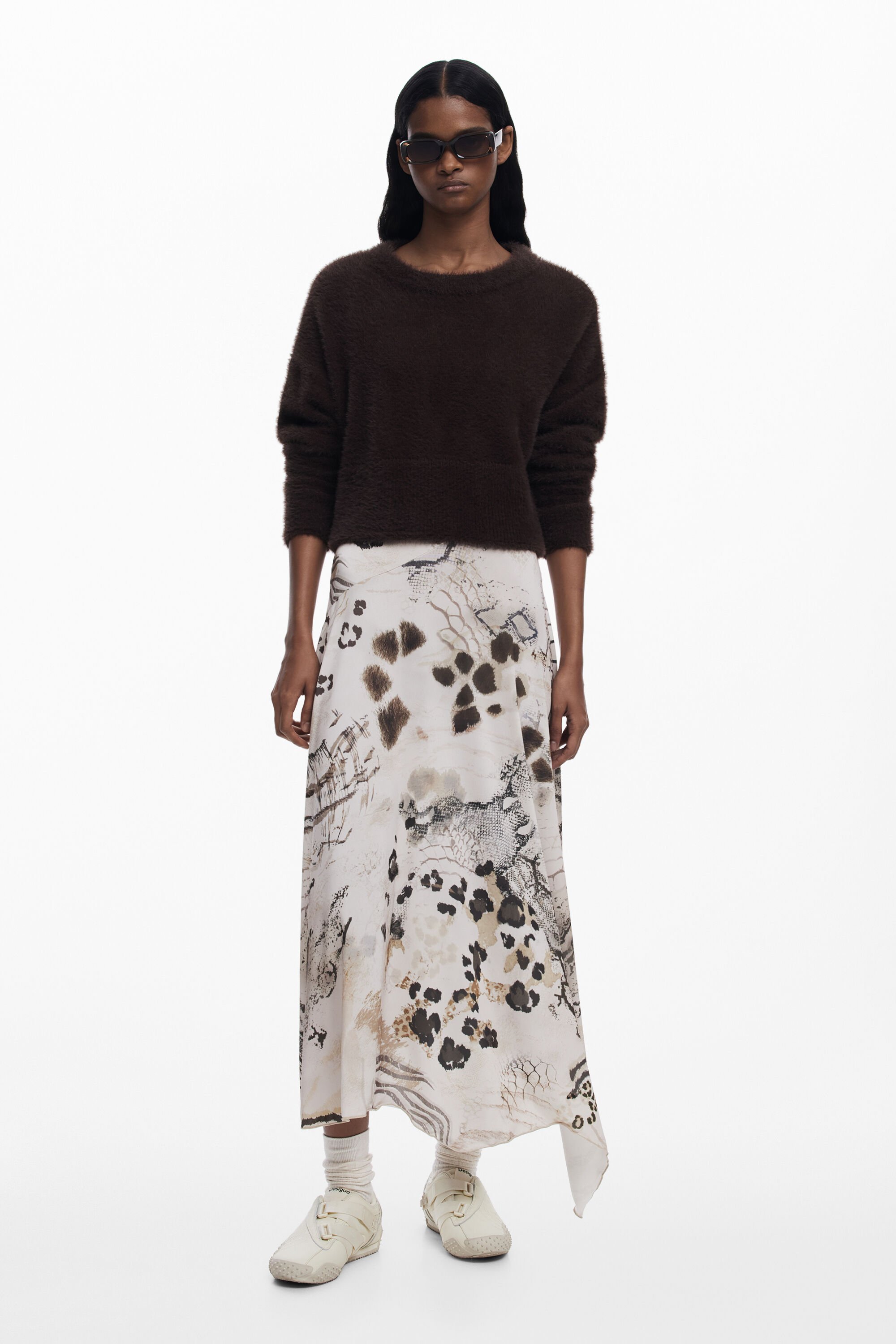 Asymmetric 2-in-1 slip dress