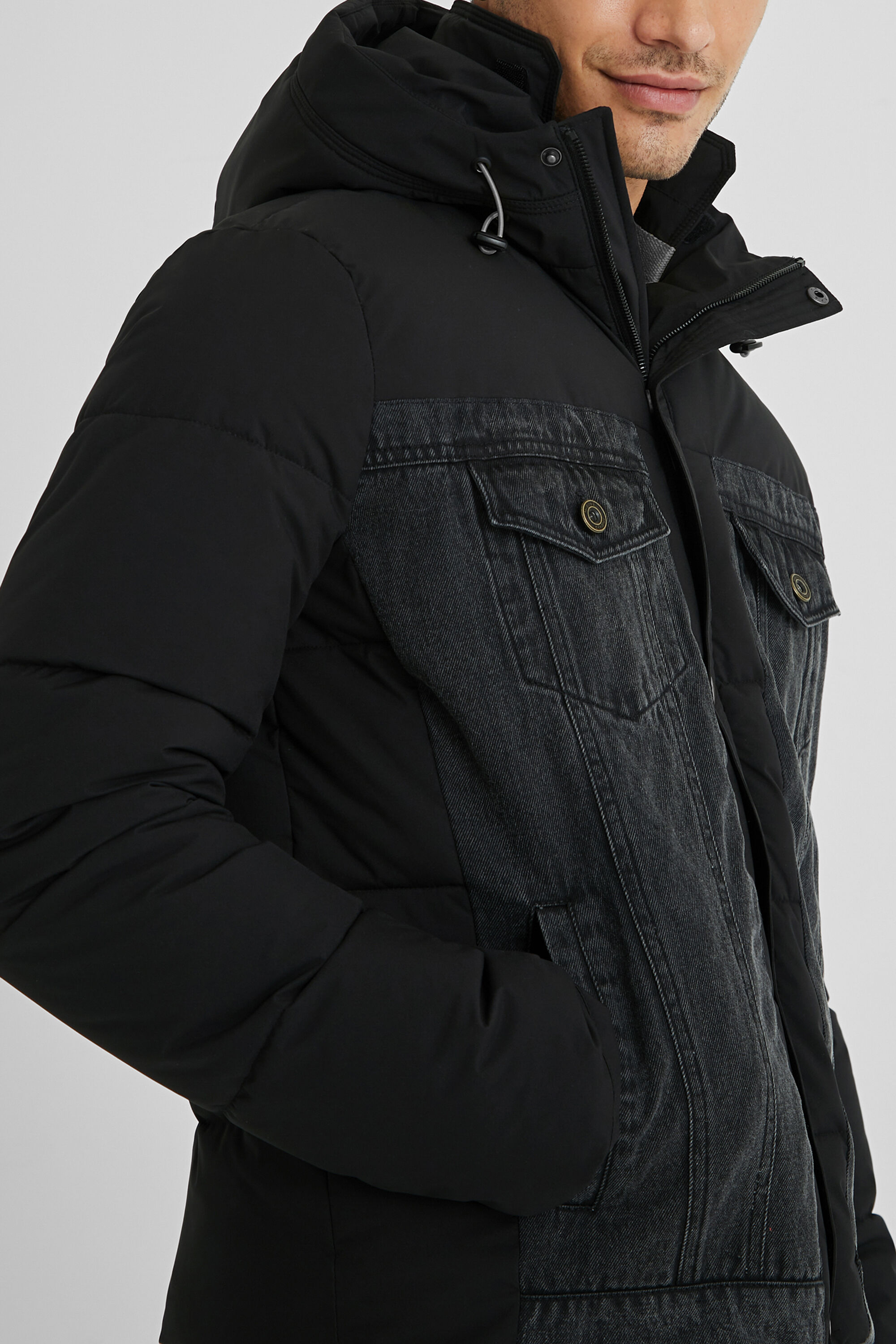 padded denim jacket mens
