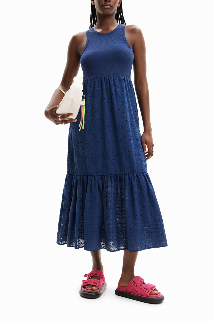 Long embroidered combination dress | Desigual