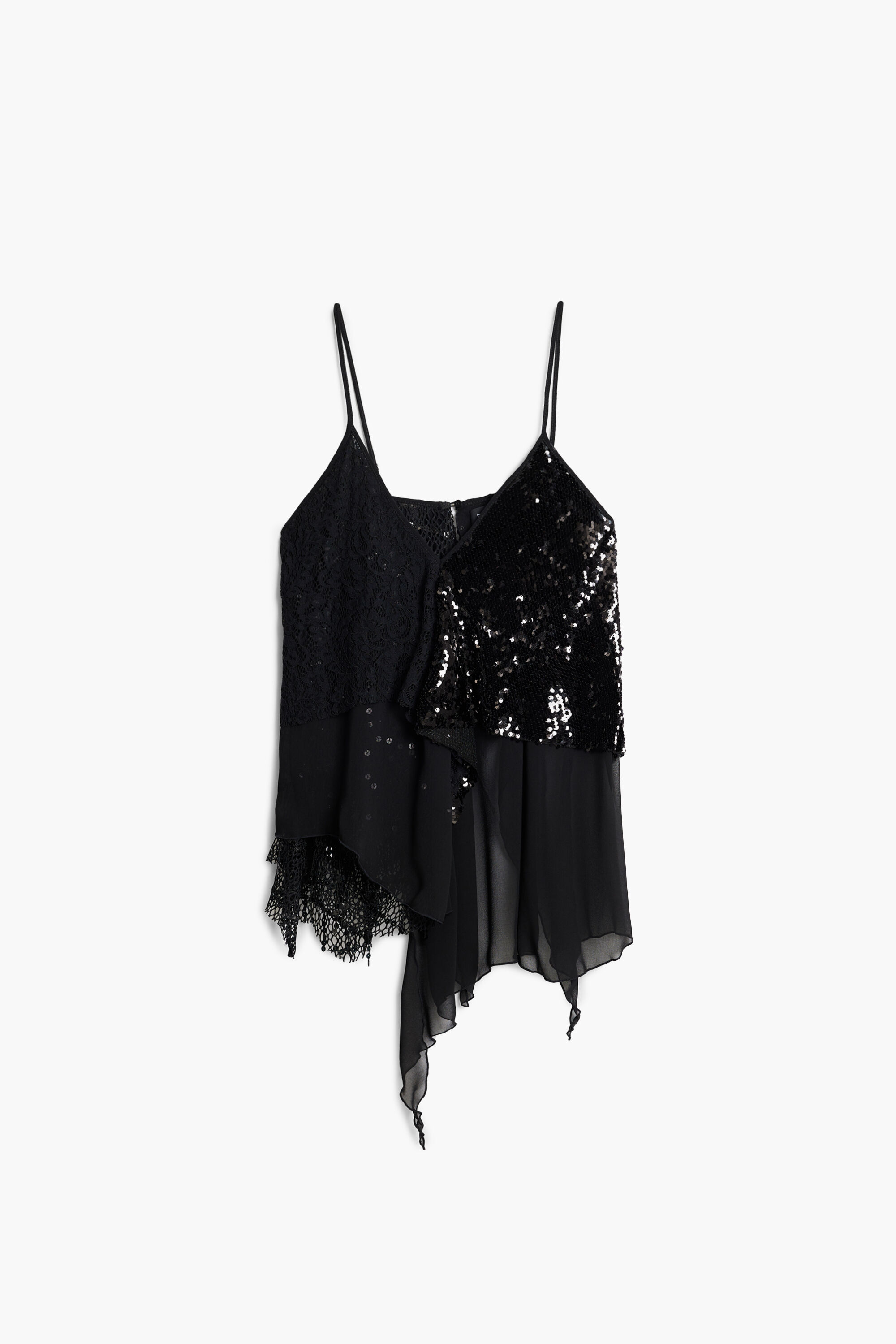 Top lentejuelas volantes - BLACK - M
