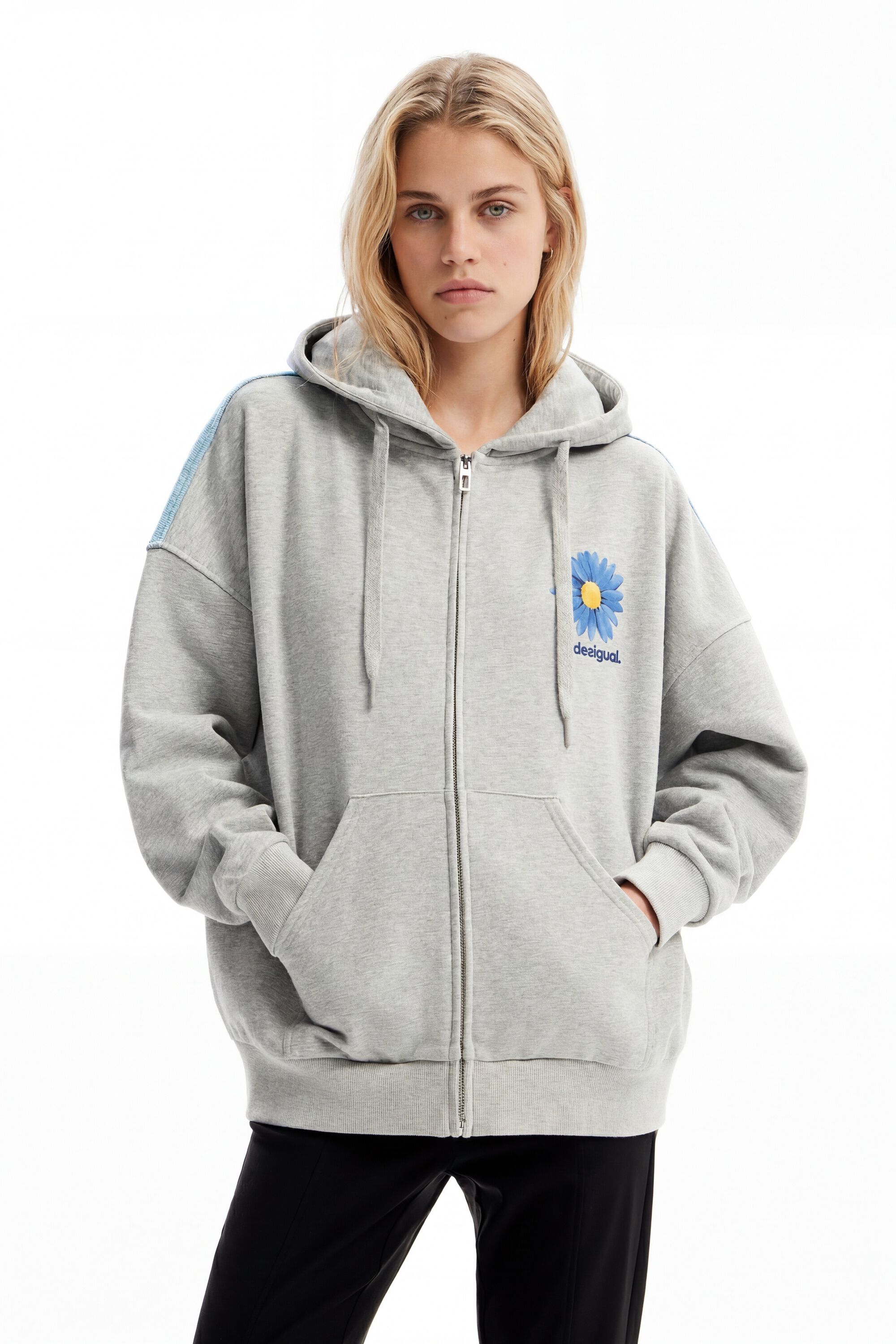 Sudadera oversize cremallera margarita - BLACK - M