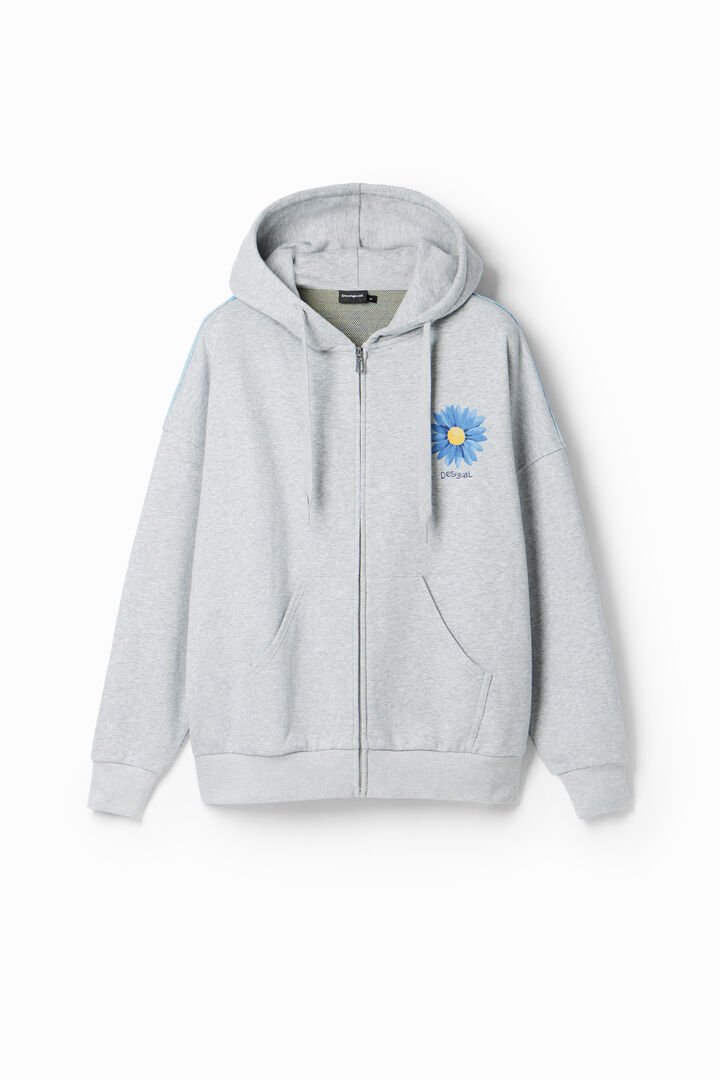 Oversize daisy zip hoodie