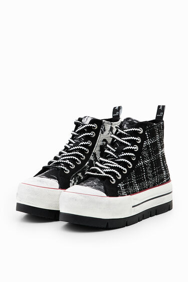 タータンチェック 厚底 ハイカットスニーカー Desigual Com