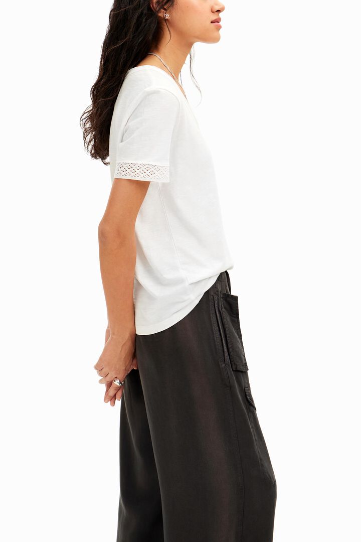 Openwork V-neck T-shirt | Desigual