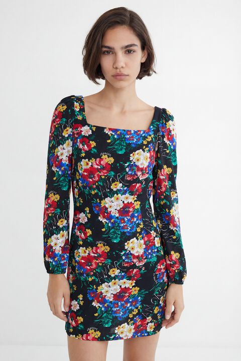 SLIM SHORT DRESS SQUARE NECKLINE