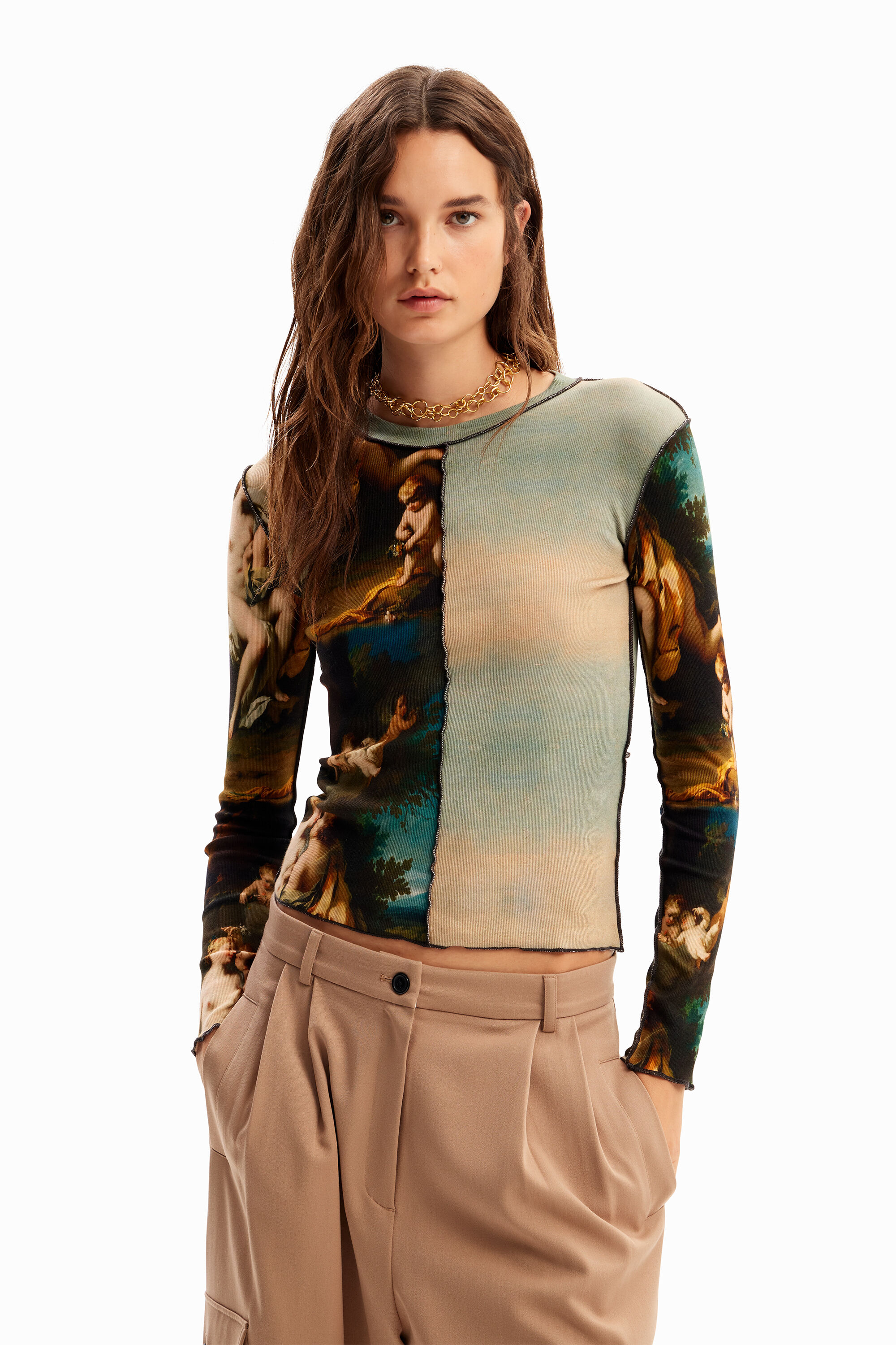 Slim long-sleeve angel T-shirt