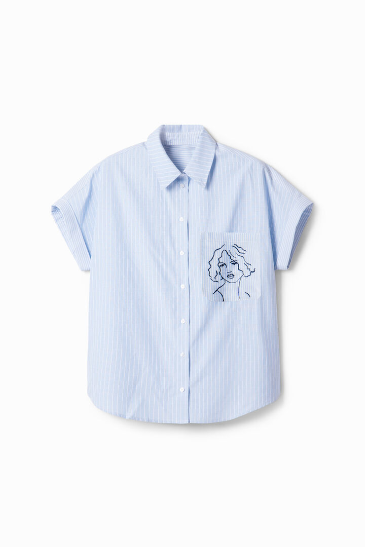 חולצת פסים מכופתרת קצרה לנשים | Desigual