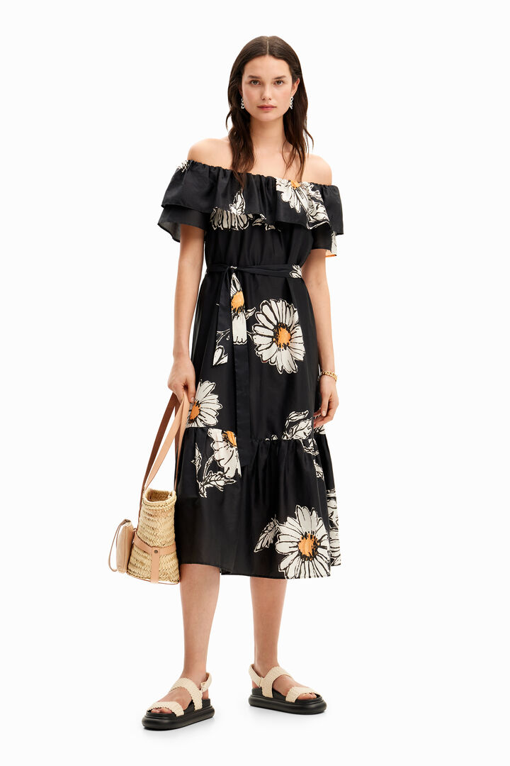 Daisy ruffle midi dress