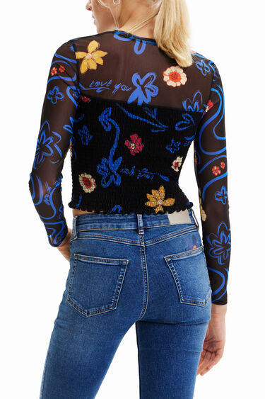花柄 スリムショートTシャツ | Desigual