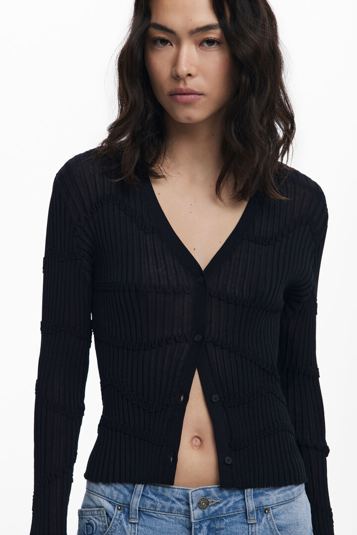 Cardigan ajustado texturas | Desigual