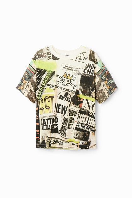 Short-sleeve newspaper T-shirt
