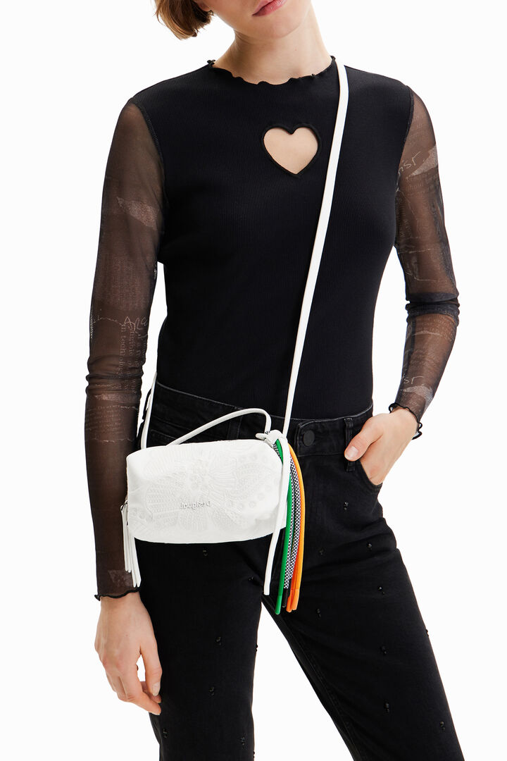 Mini crossbody bag with embroidered flowers | Desigual