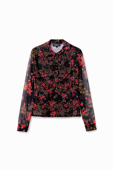 Gathered floral tulle shirt | Desigual