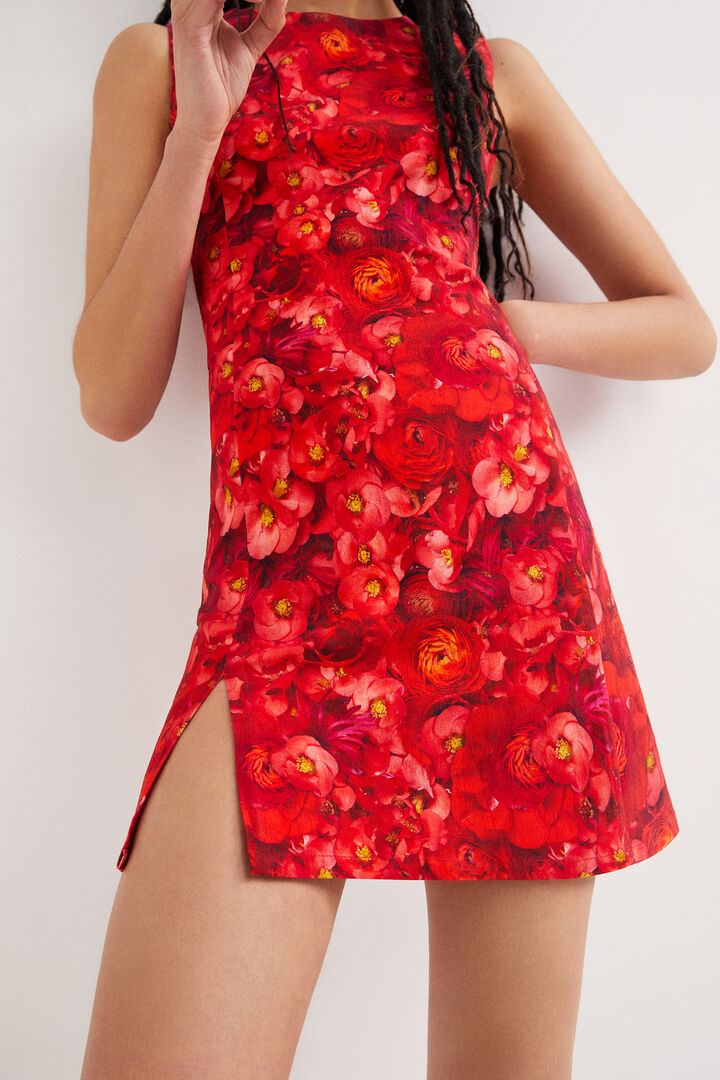 Eng geschnittenes Kleid mit Mohnblumen | Desigual