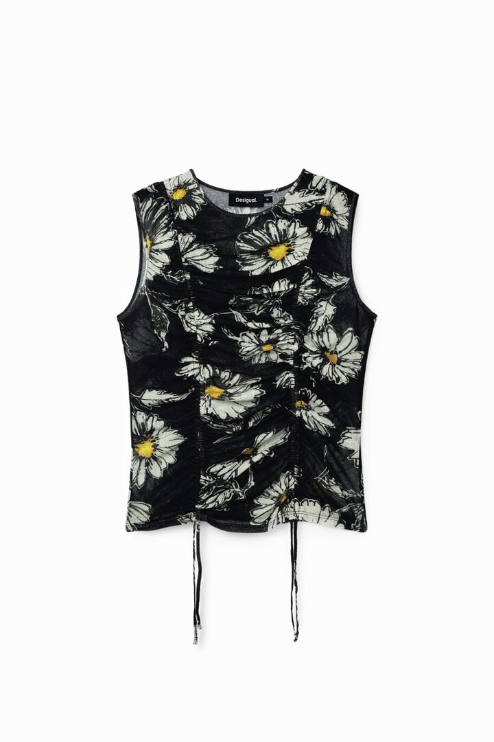 Camiseta fruncida flores | Desigual