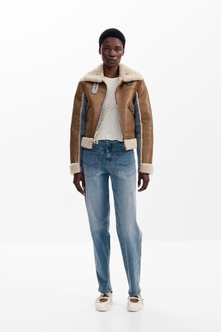 Veste combinée en peau lainée | Desigual