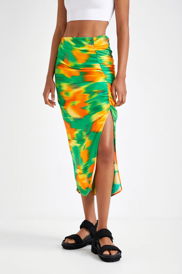 Slim midi skirt with slit | Desigual