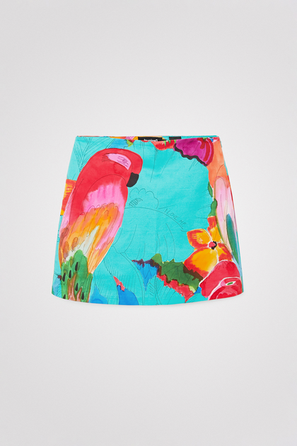 Spódnica mini w tropikalny deseń