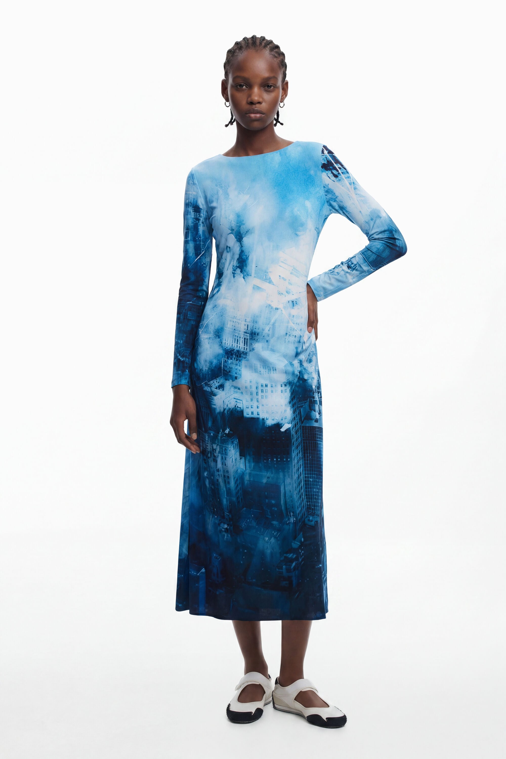 Desigual, Robe longue paysage, Femme, Viscose, XL