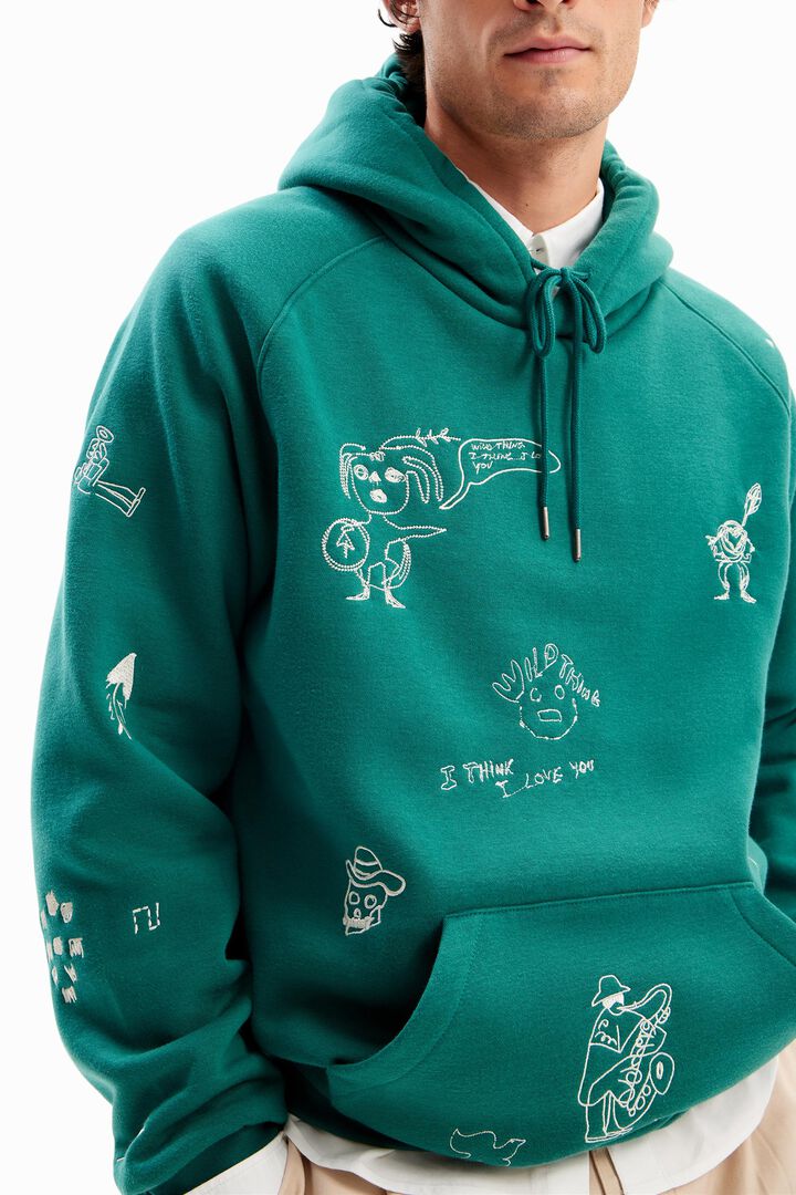 Sweat-shirt capuche broderies | Desigual