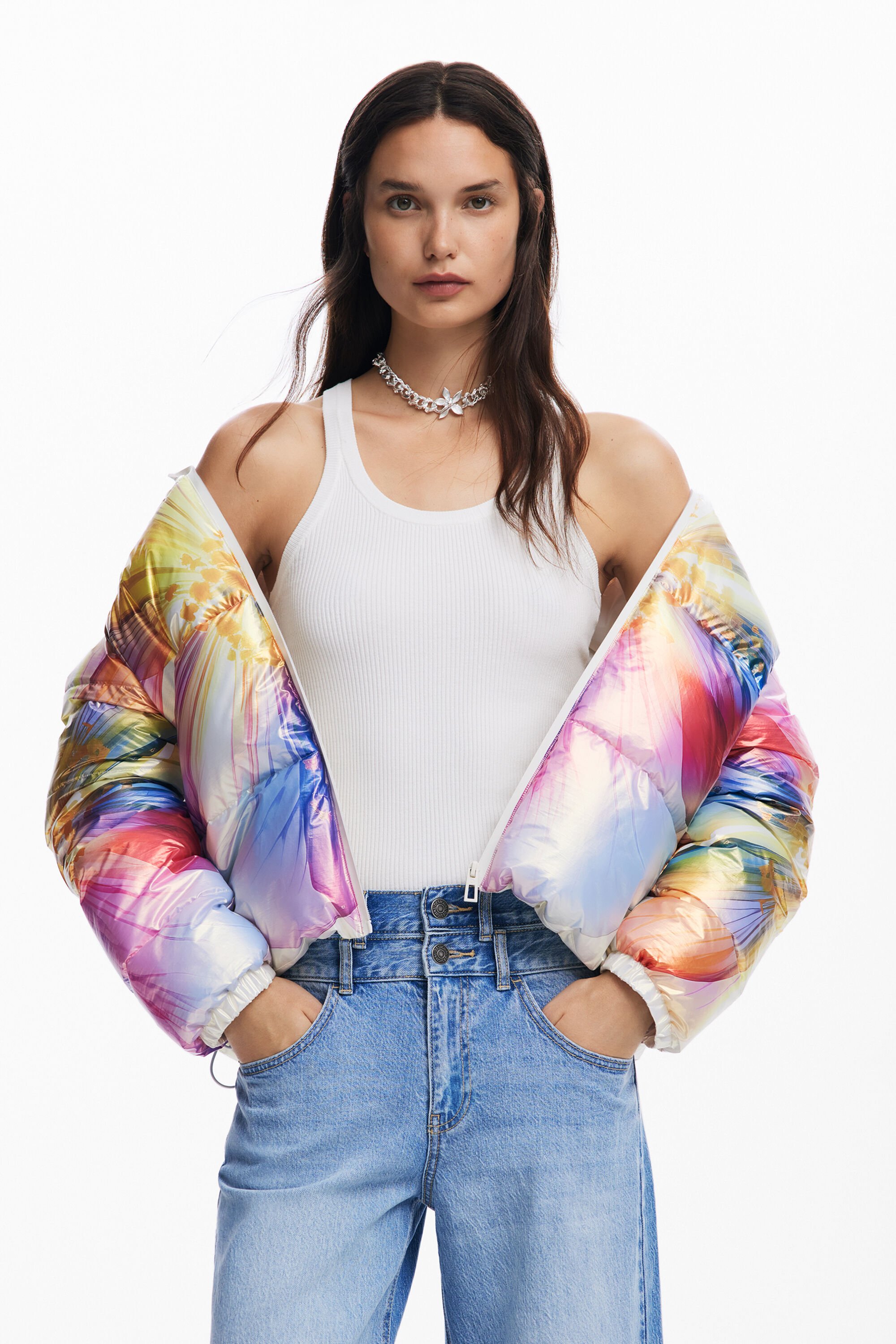 desigual Gewatteerde bloemenjas