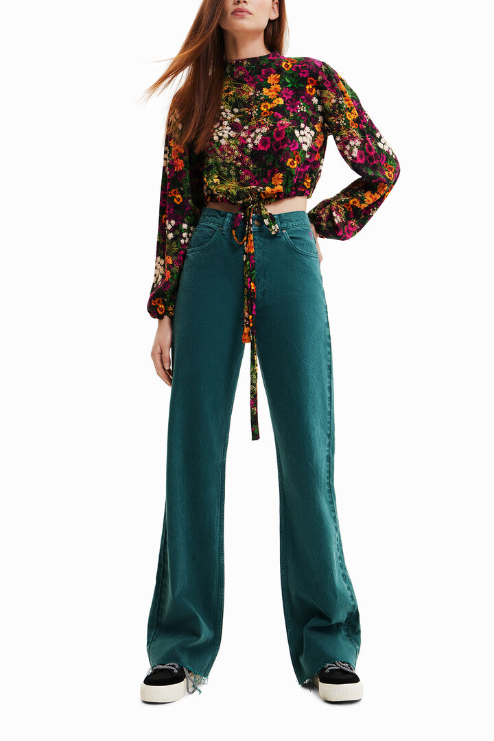 Blusa cropped floral multiposición | Desigual