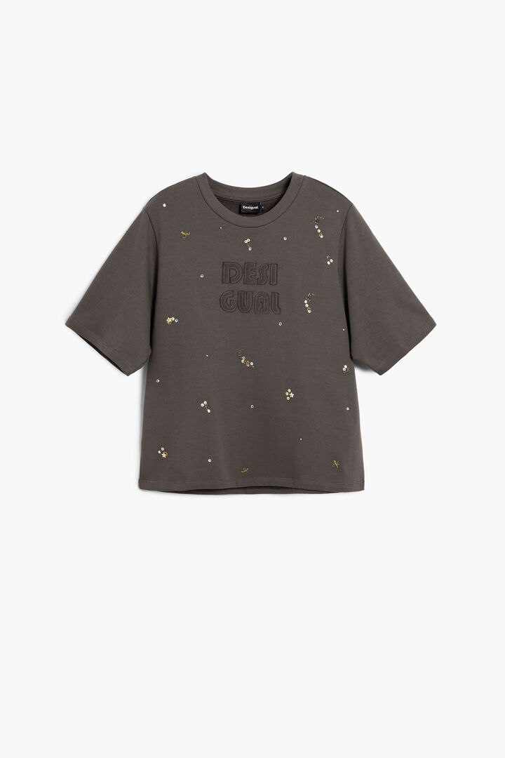 Effen T-shirt met applicaties