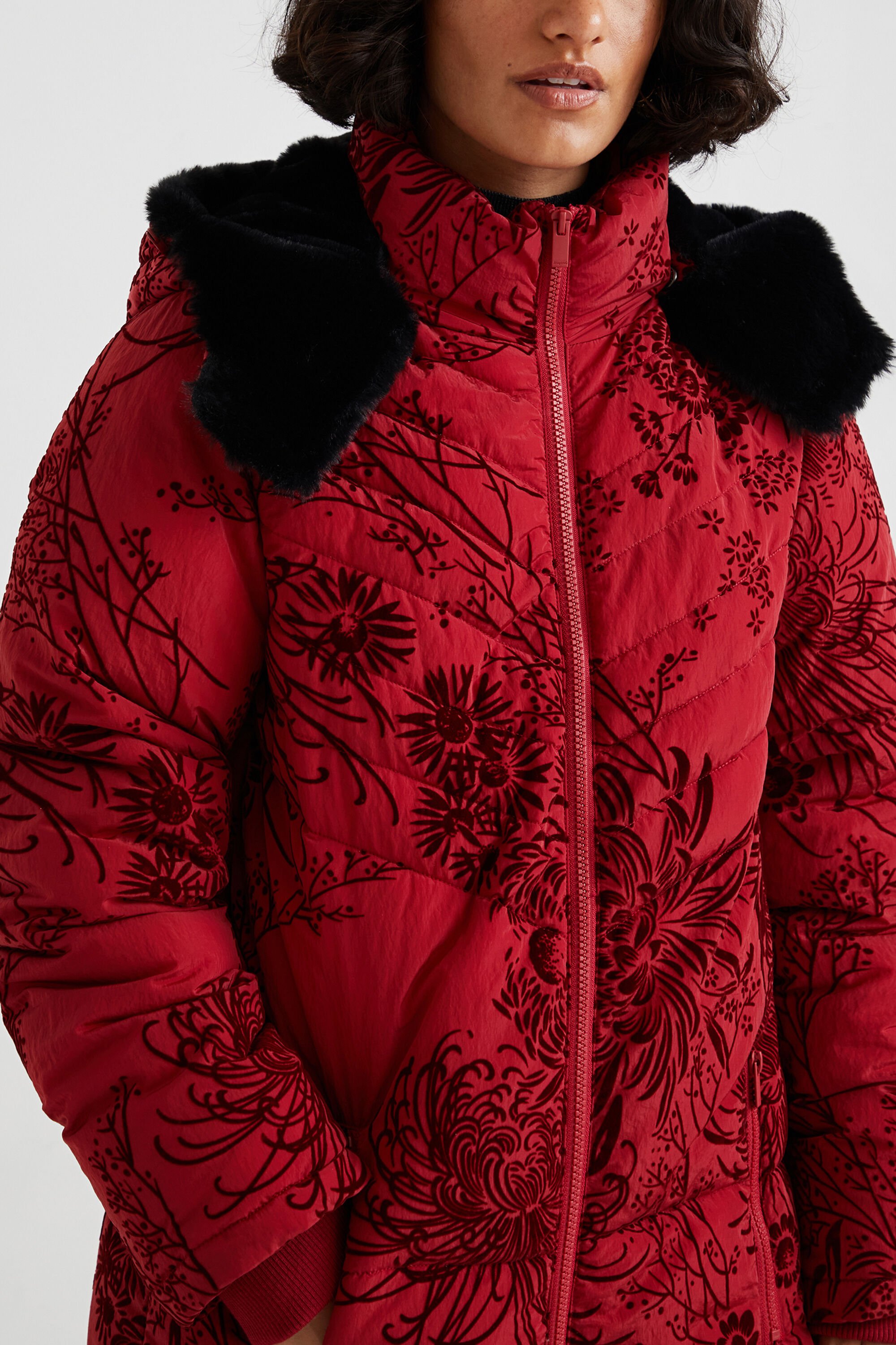 Desigual red puffer coat top