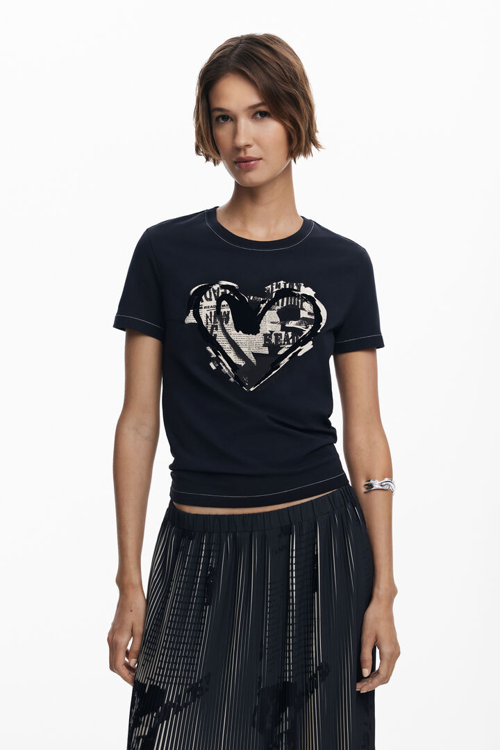 Newspaper texture midi skirt | Desigual