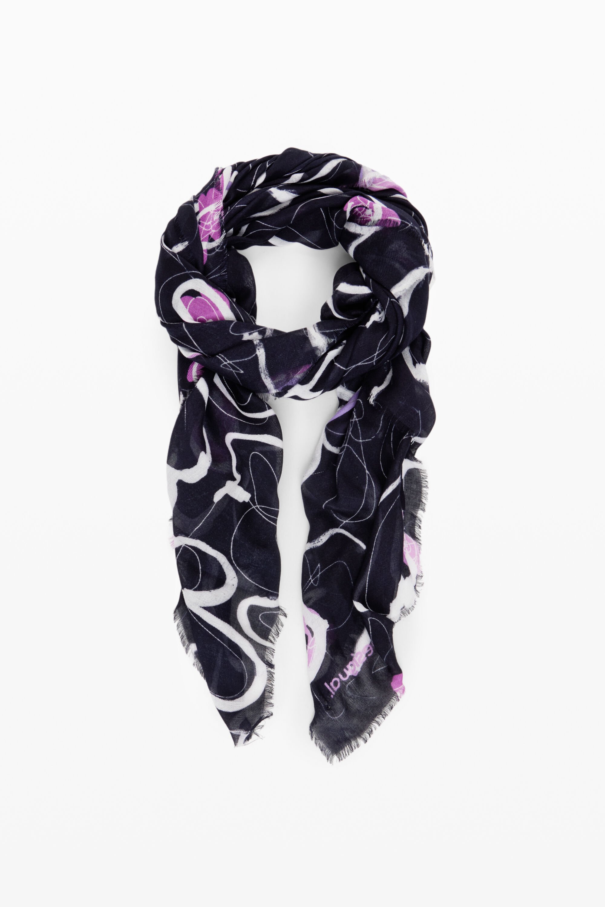 Desigual Women s Floral Scarf Blue