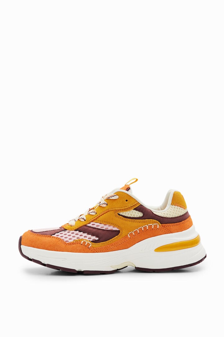 Patchwork split leather running sneakers