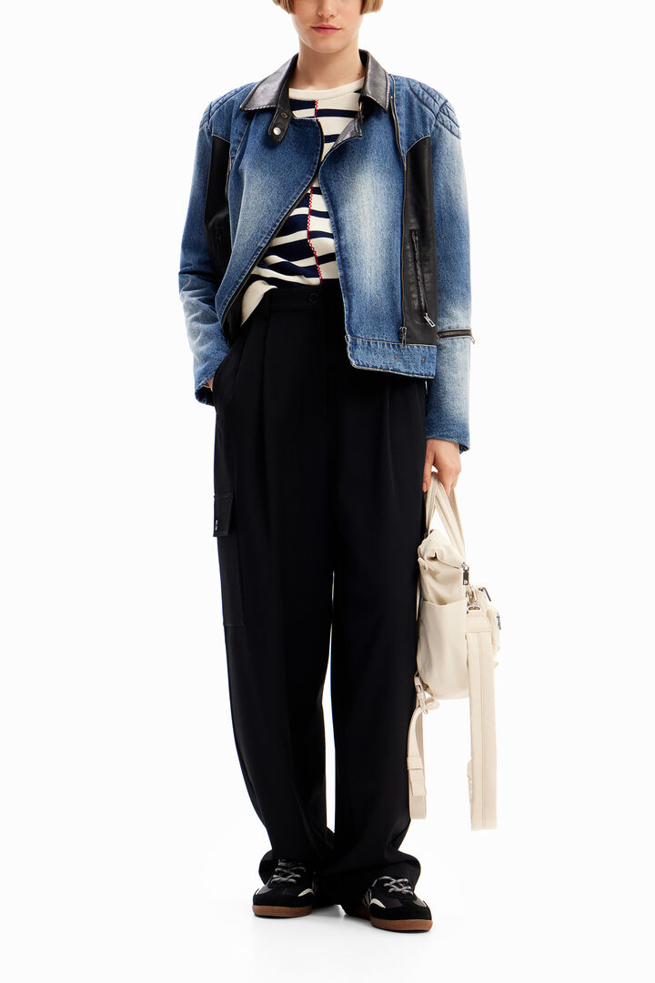 Veste biker denim hybride | Desigual