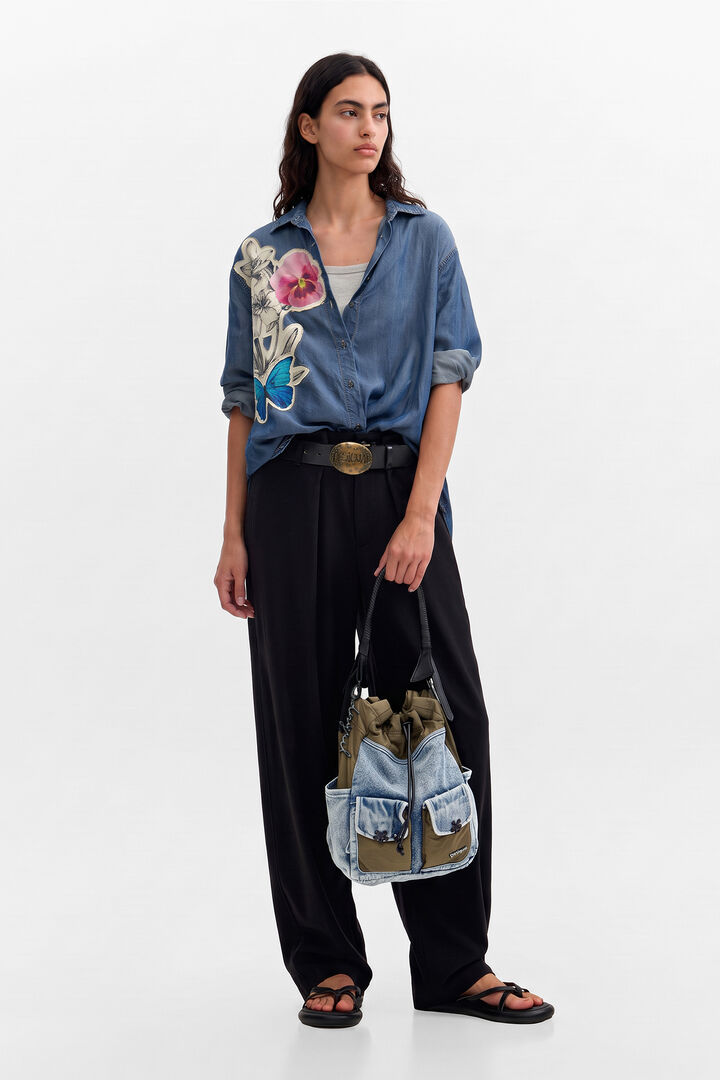 medium combined denim bag