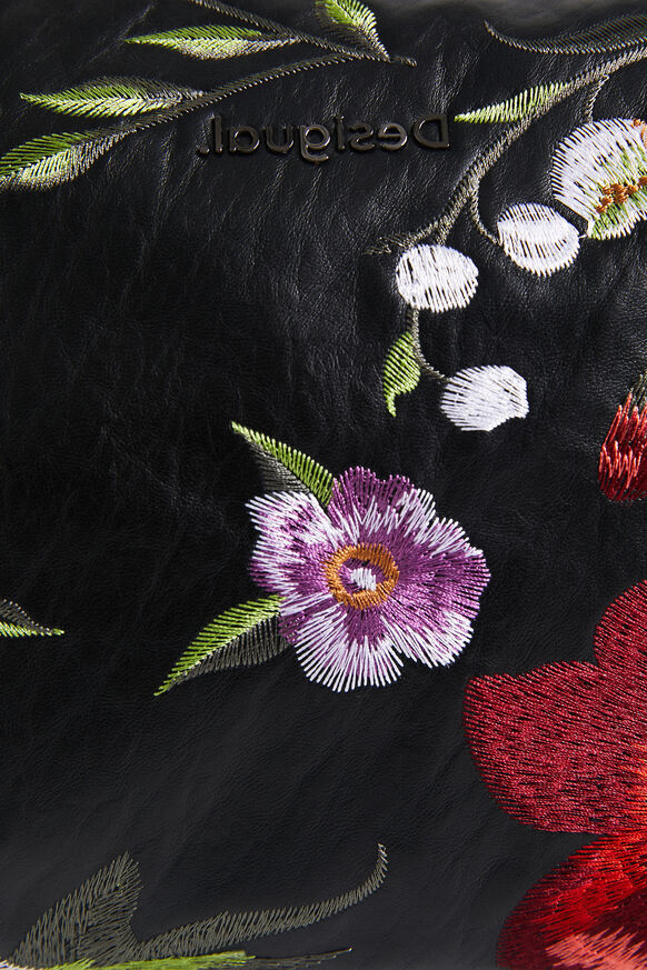 Leather effect embroidered handbag | Desigual