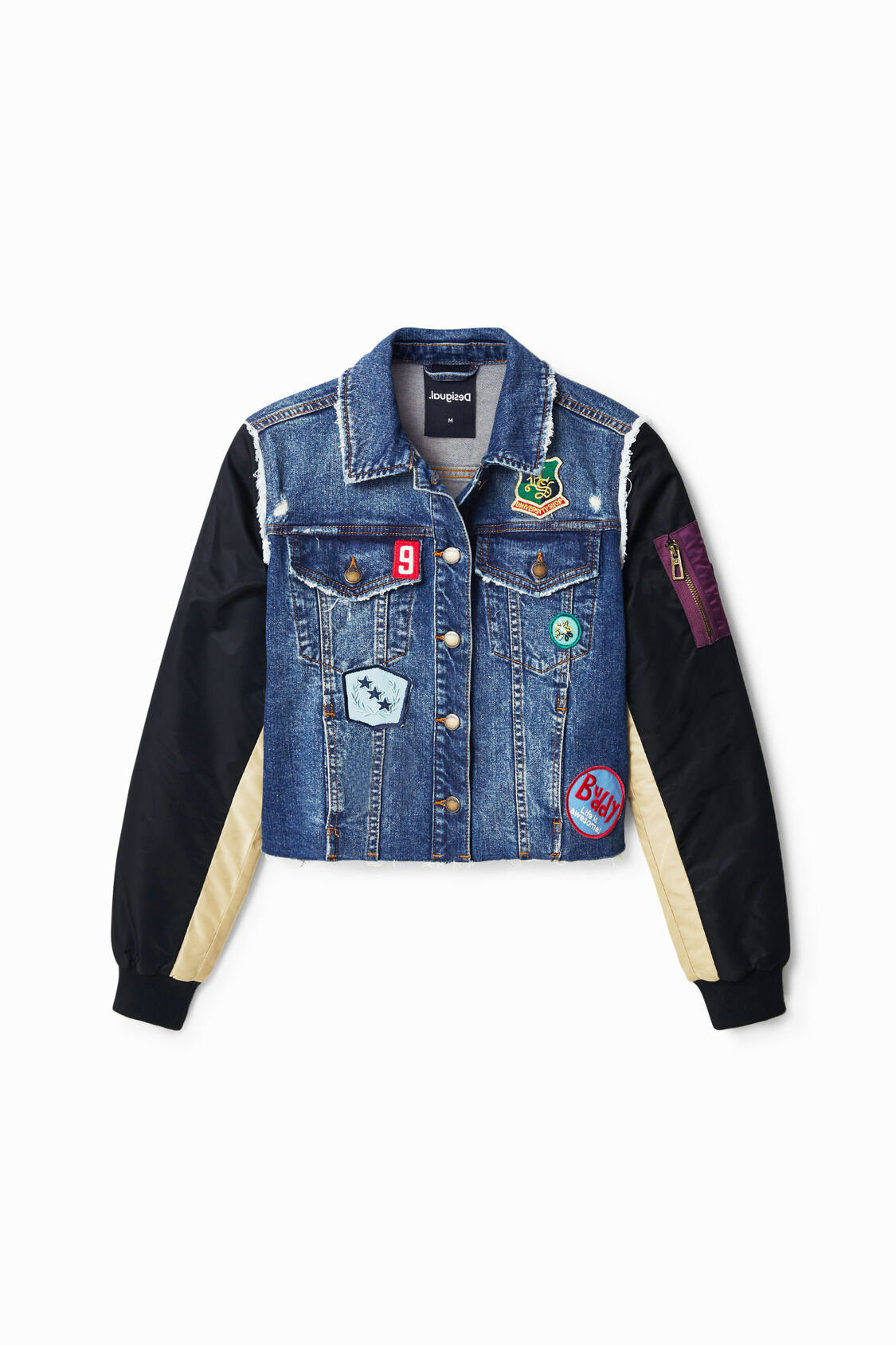 mecanógrafo Indica nivel Chaqueta vaquera bomber híbrida | Desigual.com