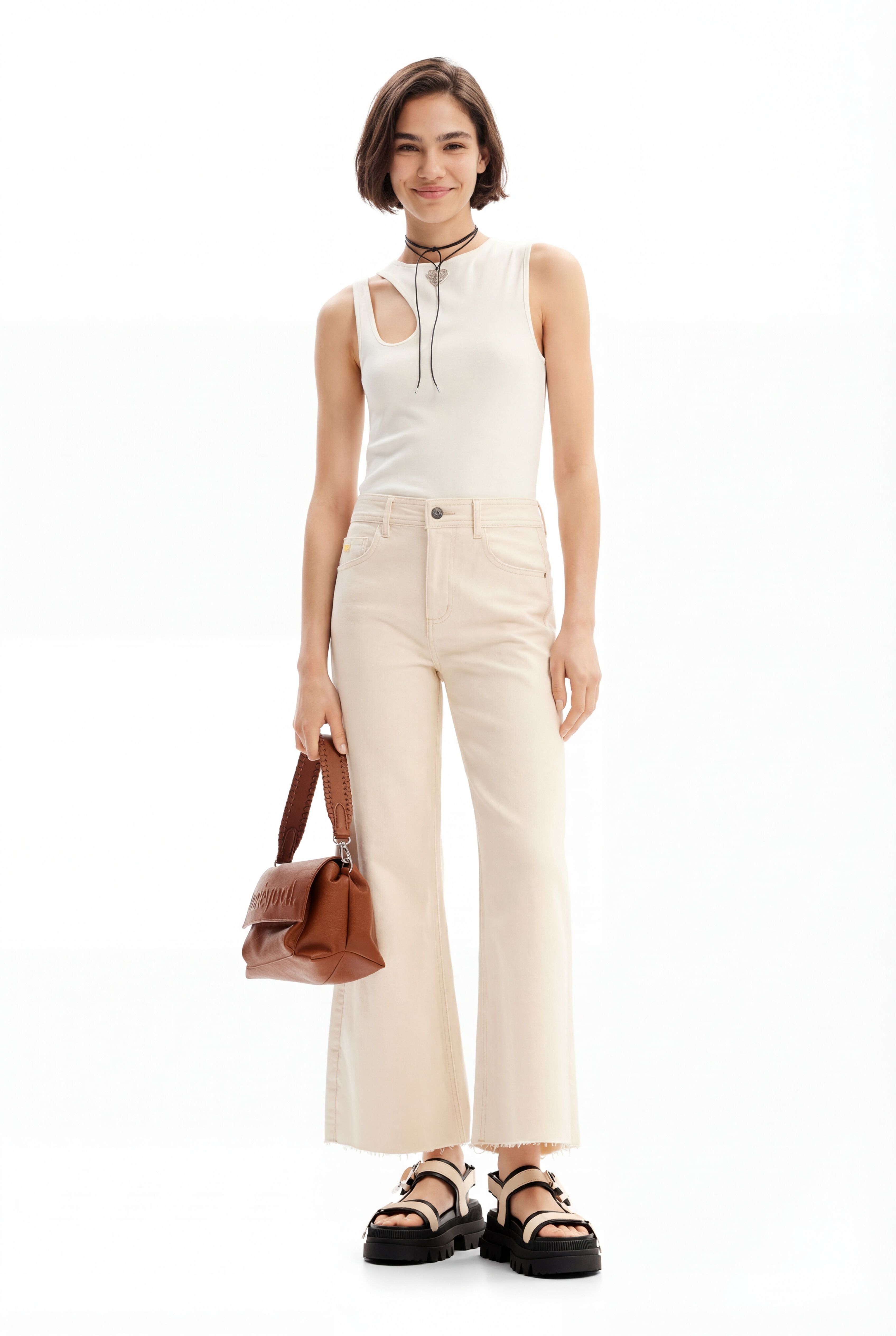 Desigual, Cropped Culotte-Jeans, Damen, Baumwolle, Weiß, 44