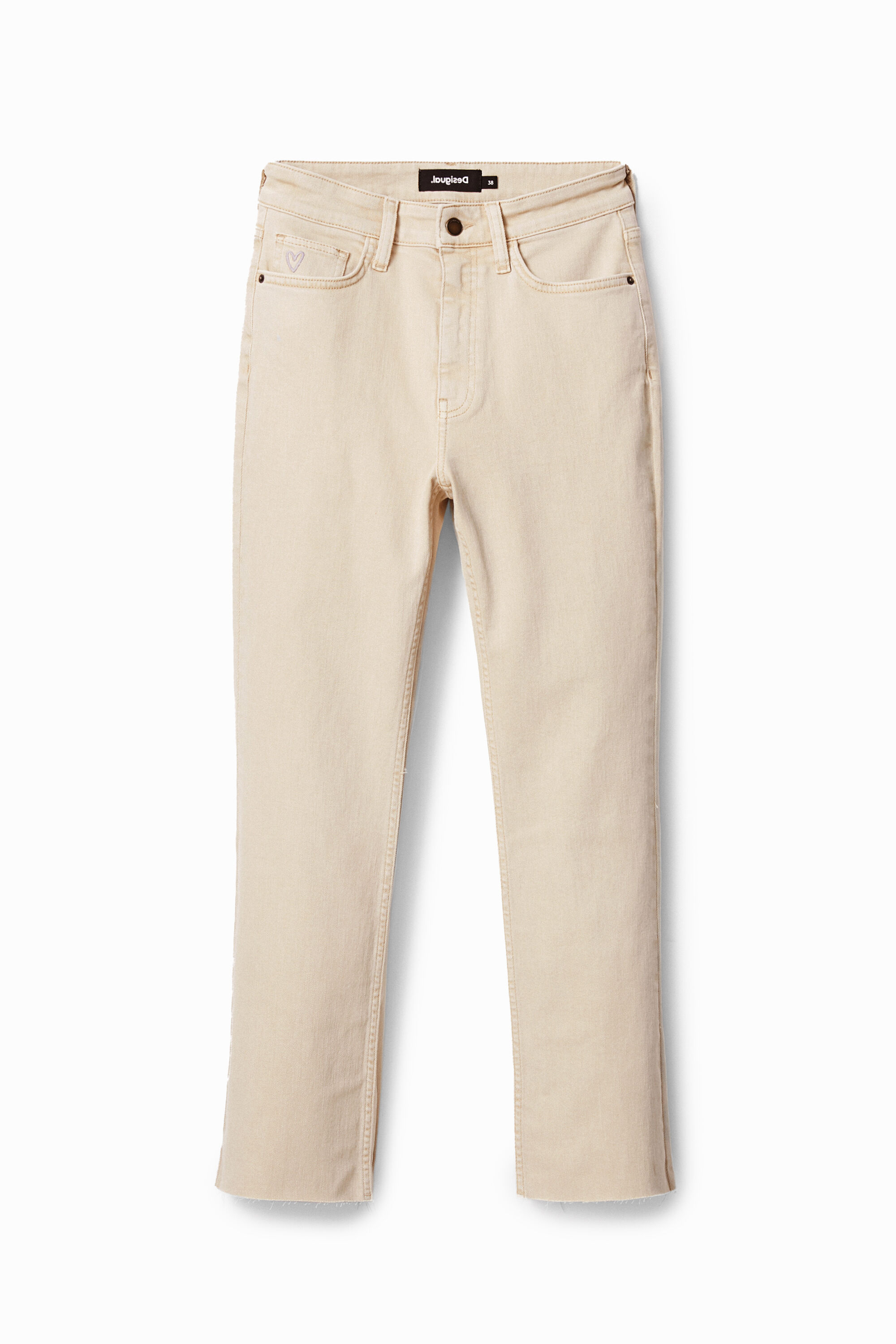 Ausgestellte, sandfarbene Skinny Jeans