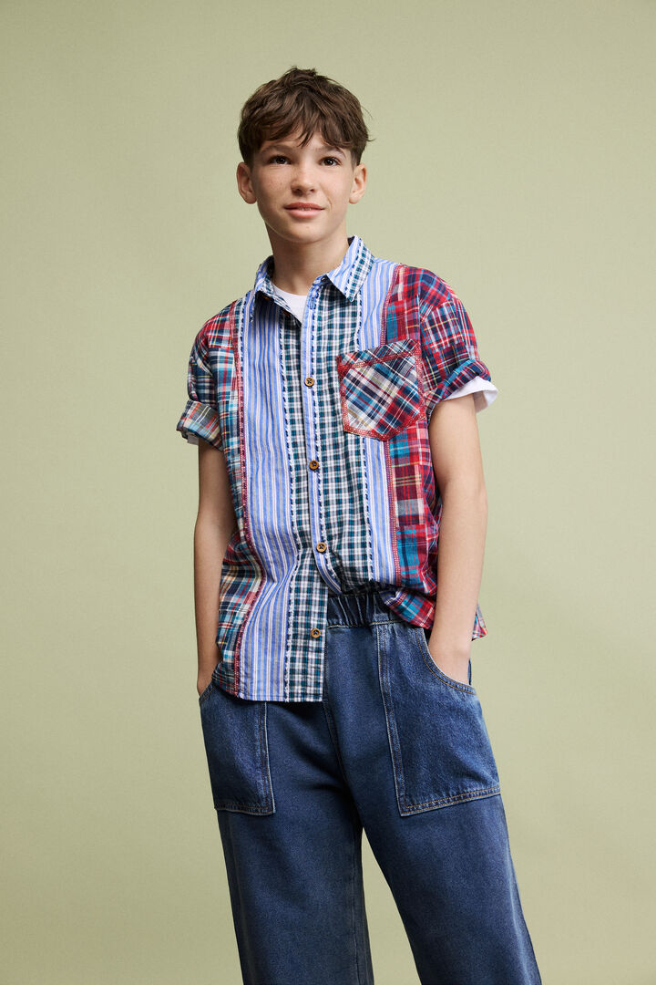 Patchwork checkered shirt