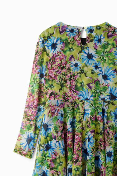 Long-sleeve tulle floral dress | Desigual