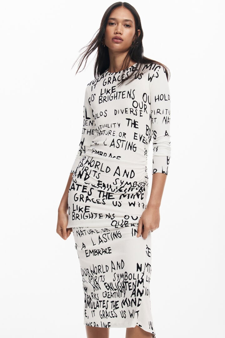 Midi dress with phrases | Desigual